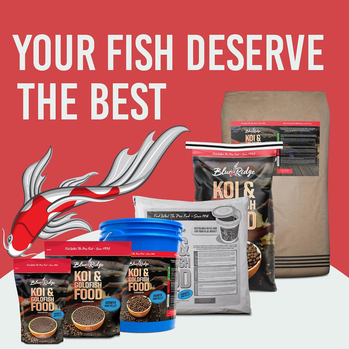 Blue Ridge Koi Fish Food 5lb - Mini Growth Formula for Koi and Goldfish in Ponds, Premium Floating Pellets