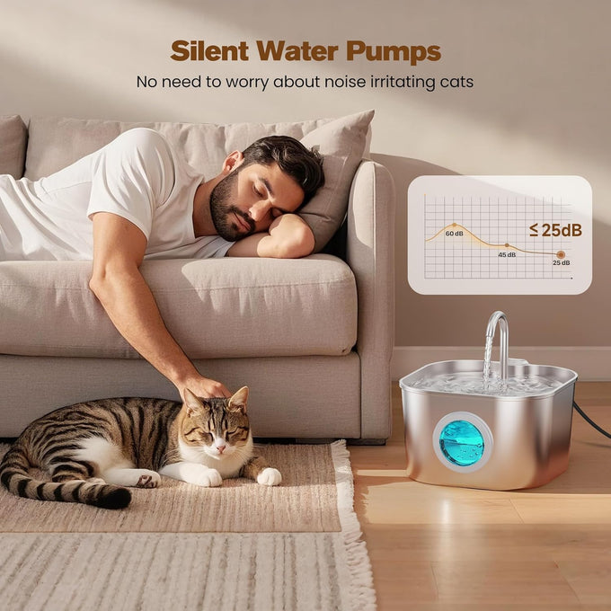 cat stainless steel water fountain 304 for cats/dog indoor automatic watering