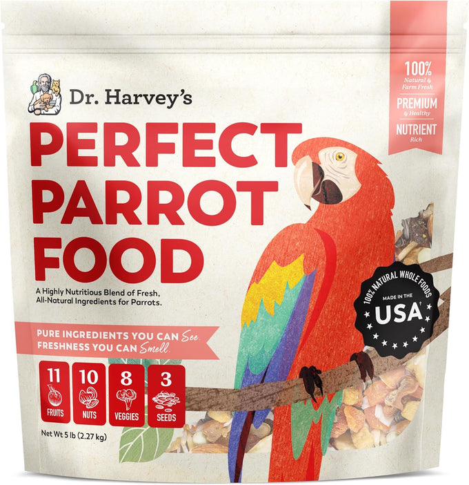 Dr. Harvey's natural food for large parrots - 5 pounds, premium ingredients, balanced diet, no chemicals