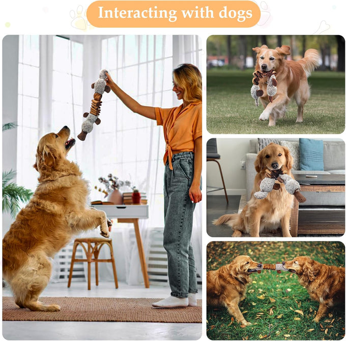 Platypus Stuffed Large Dog Toy - Interactive Plush Chew Toy with Crinkle Paper and Squeaker for Small Medium Large Dogs