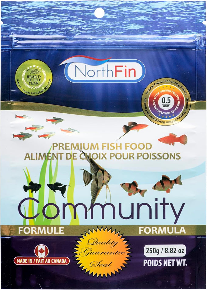 Northfin fish food community formula slow sinking pellets 0.5mm diameter 100g