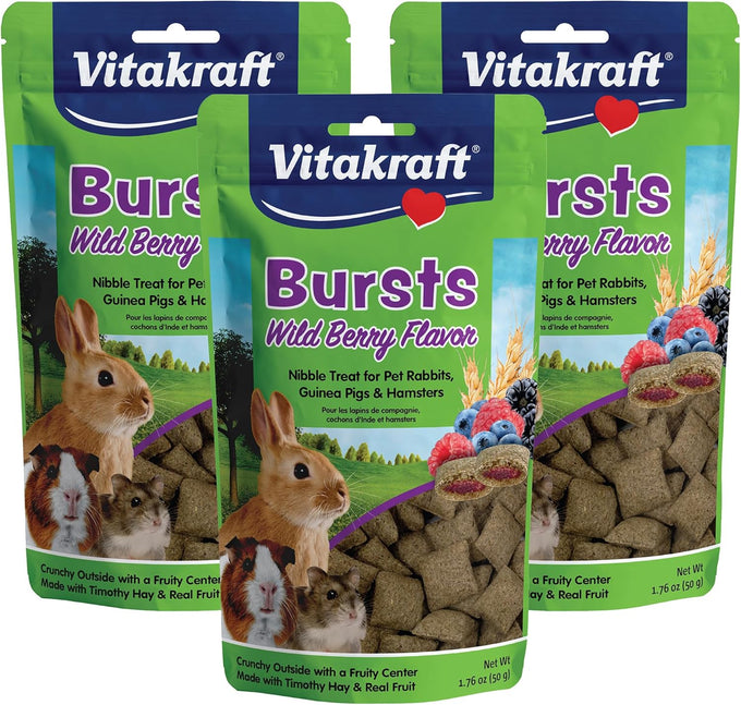 Vitakraft Bursts Wildberry Flavor 1.76 oz Small Animal Treats for Rabbits Guinea Pigs Hamsters