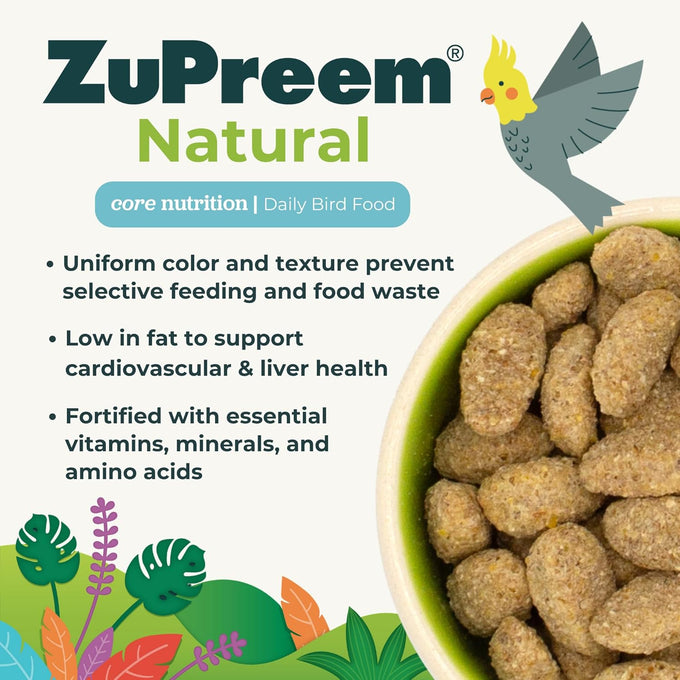 ZuPreem natural parrot pellets for medium to large African Greys, Amazons, Eclectus, and Caiques, 6 lb total