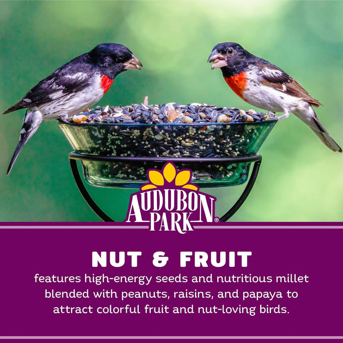 Audubon Park 8 lb Premium Bird Seed Blend with Sunflower, Peanuts, Safflower & Dried Fruit for Outside Bird Feeders