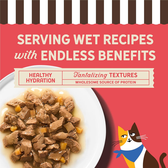 Merrick Purrfect Bistro Savory Salmon and Sweet Potato Recipe Adult Natural Wet Cat Food Cans, 24-Pack, 3 oz.