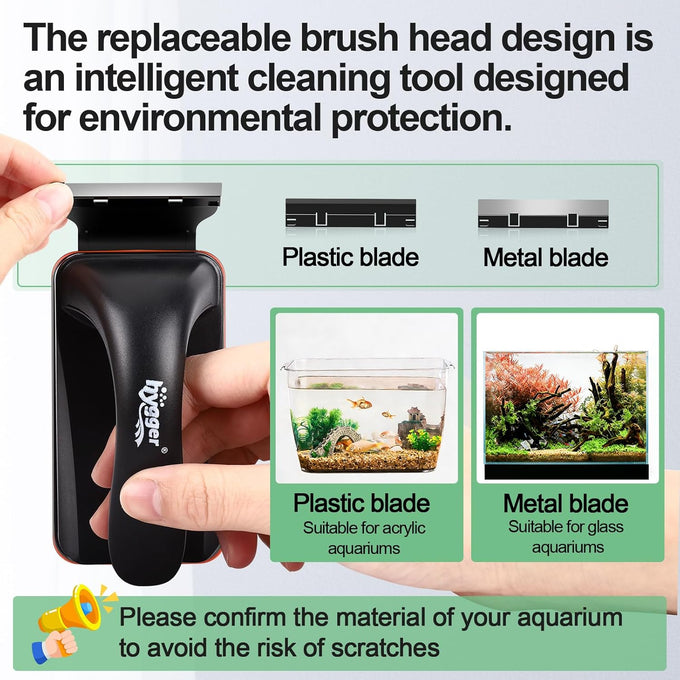 hygger magnetic aquarium fish tank glass cleaner for 0-0.25 inch thick glass aquariums tank