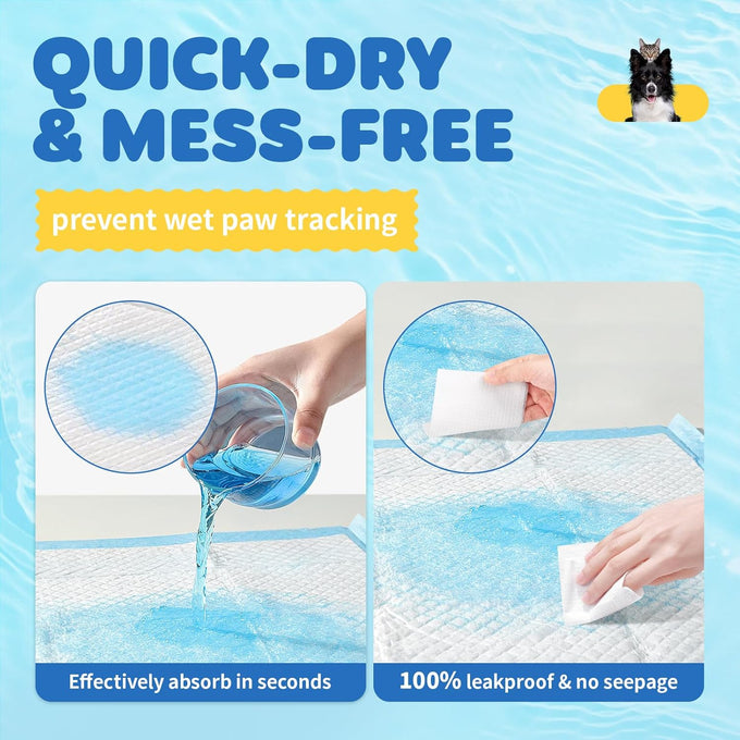 powools 100-pack x-large puppy pads for dogs potty training with leak-proof quick-dry design and 6-layer wee wee pads