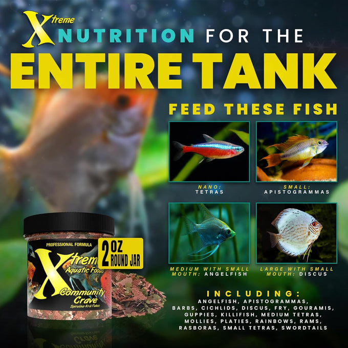 Xtreme Community Crave Flake - 60% Spirulina & 40% Krill for Vibrant Colors, Immune Support & Digestive Health - Fish Nutrition