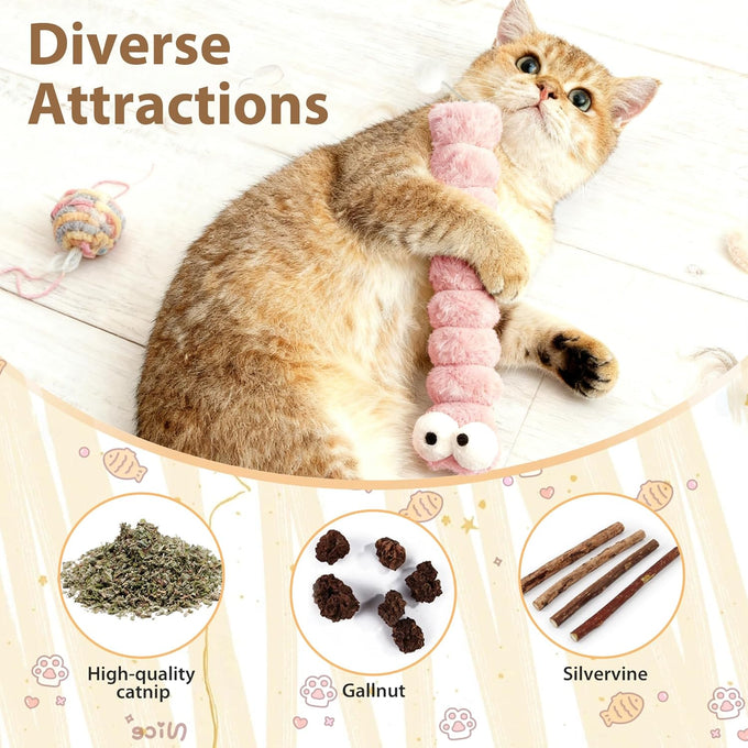 Cat Toys Pillows 3 Pack with 100% Natural Catnip for Large Indoor Cats Kicker Toys