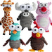 Nocciola 5-pack squeaky dog toys, durable stuffed critter zoo dog toys for small, medium, and large dogs