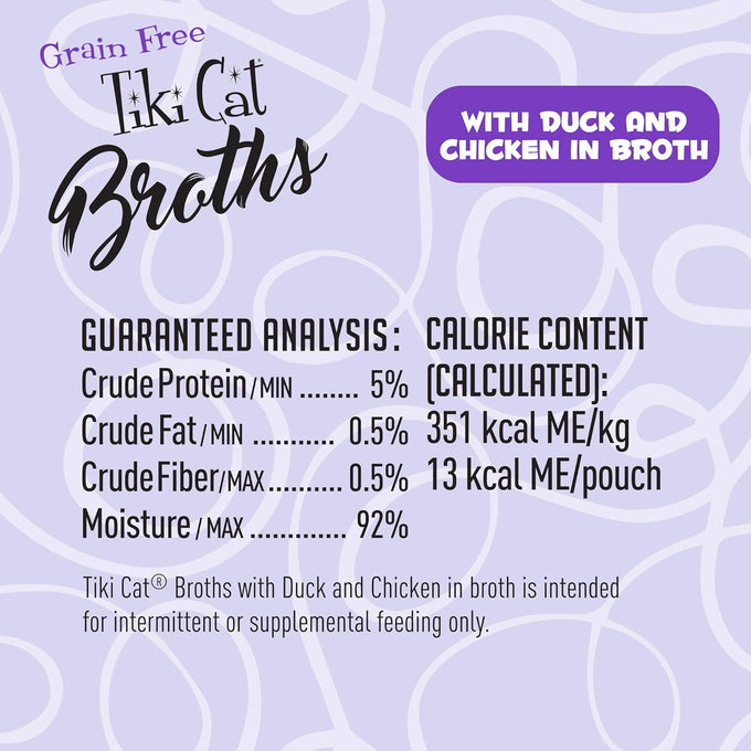 tiki cat born carnivore broths duck chicken recipe hydration supplement cat food topper 12 count