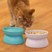 Kitty City elevated cat food & water bowls, set of 2, teal & light pink, 6.5 oz each, dishwasher safe, modern pedestal design