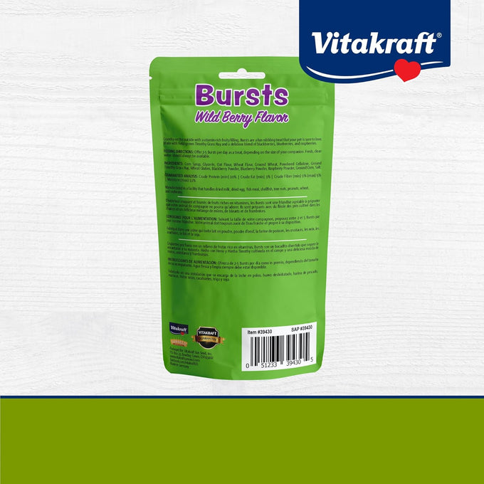 Vitakraft Bursts Wildberry Flavor 1.76 oz Small Animal Treats for Rabbits Guinea Pigs Hamsters