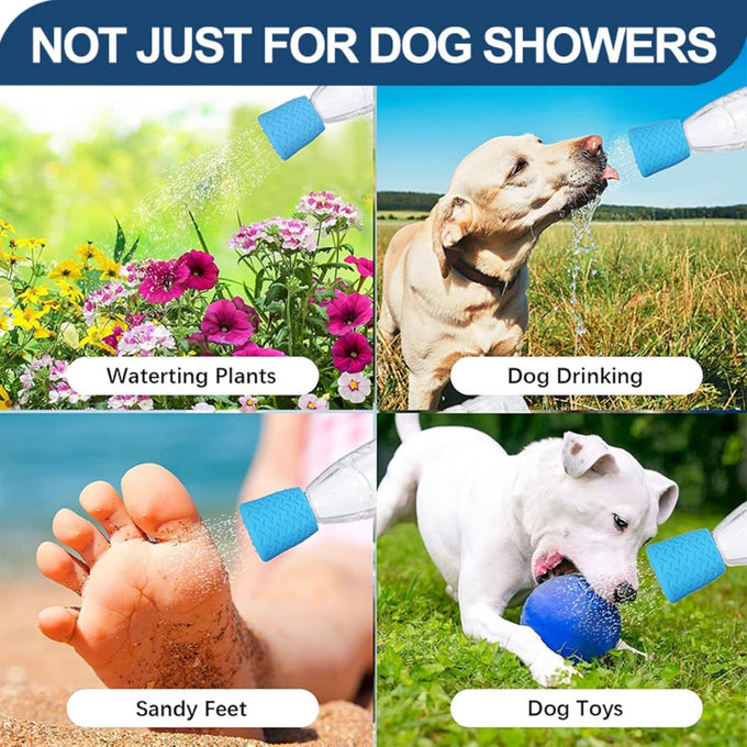 3 Piece Portable Orange Blue Green Silicone Outdoor Dog Shower for Bottles Attachment Accessory Camping Beach Hiking