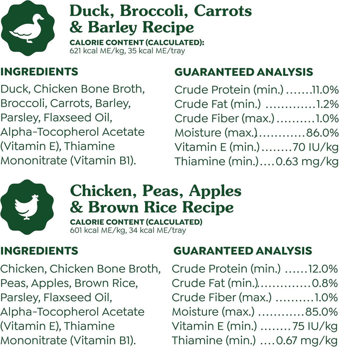 greenies smart topper high protein wet mix-in for dogs variety pack chicken, peas, apples, brown rice, duck, broccoli, carrots, barley, whole grains, 8 trays 2 oz