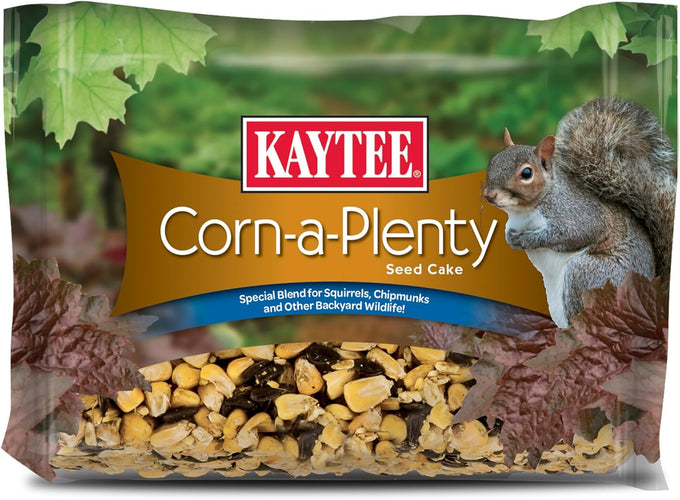 kaytee corn-a-plenty seed cake for wild squirrels, chipmunks, rabbits, and other backyard wildlife, 2.5 pounds