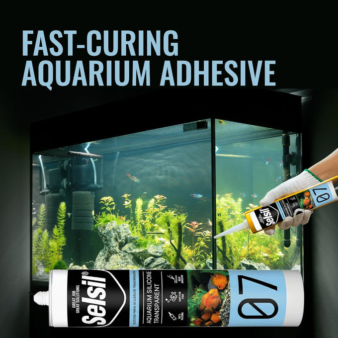 Selsil aquarium silicone sealant, transparent 10.14 fl oz, high elasticity, safe for fish, solvent-free, ozone-resistant, 1 pack