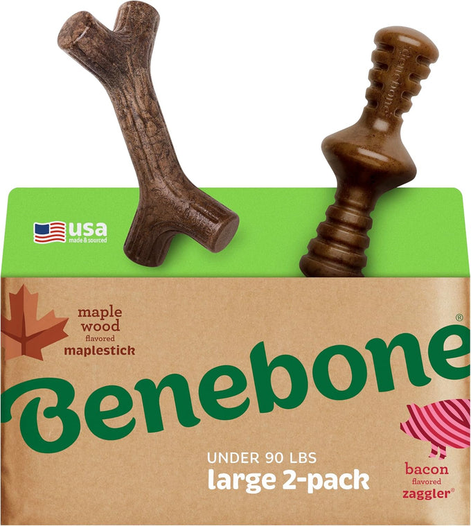 Benebone Medium 4-Pack Dog Toys for Aggressive Chewers – Durable Dog Bones, Made in USA – Dog Toys for Medium Dogs Under 60 lbs