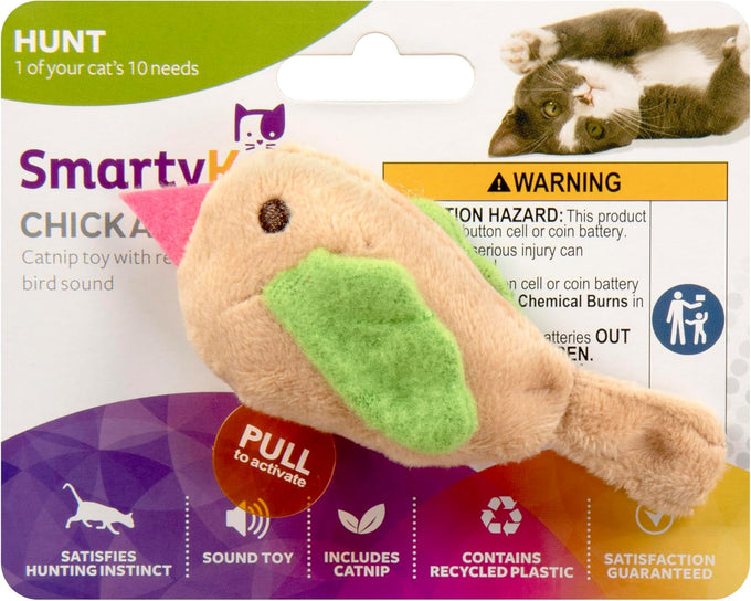 SmartyKat Chickadee Chirp Electronic Sound Cat Toy, Light Brown, One Size - Motion-Activated Bird Chirp