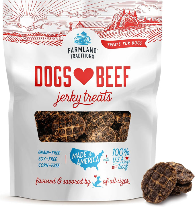 Farmland Traditions 3-ingredient, no filler, beef jerky dog treats, 2.5 pounds, made in USA, pack of 1