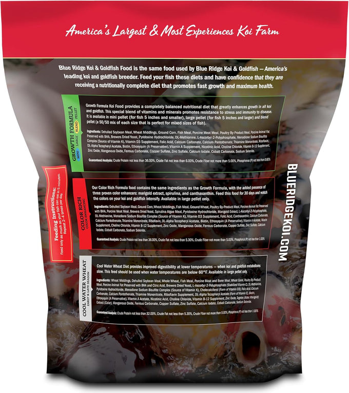 Blue Ridge Cool Water Wheat 3/16" Koi Fish Food 5lb - Fall and Winter Floating Pellets for Ponds