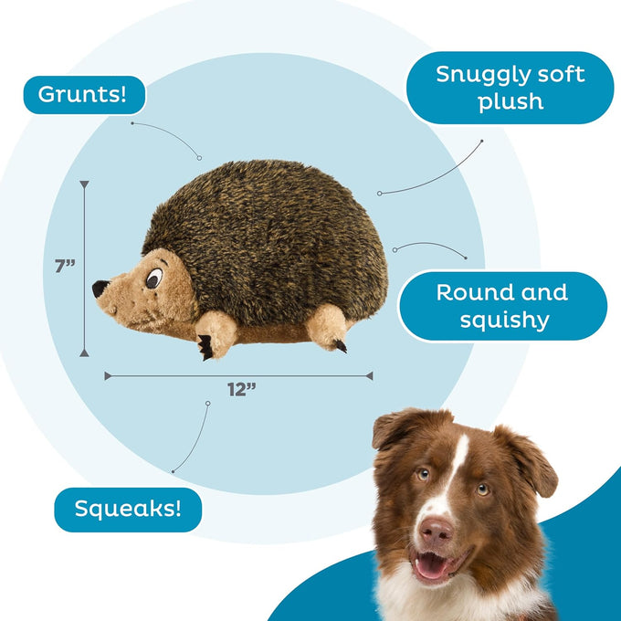 Outward Hound Hedgehogz Stuffed Dog Toy Soft Plush Large 12" x 6" x 7" Grunts Squeaks