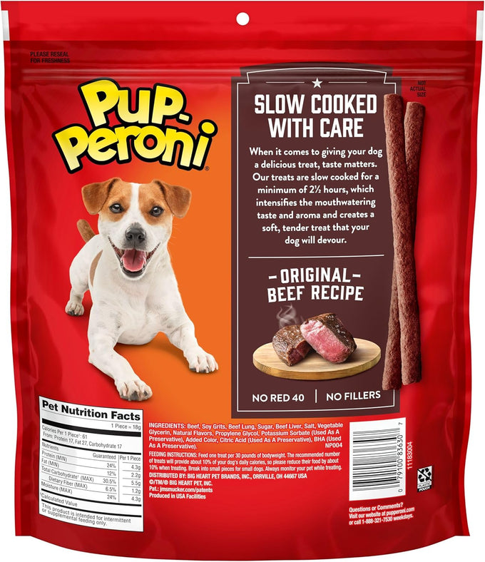 Pup-Peroni original beef recipe dog treats, tender texture, rich meaty taste, 22.5 oz bag