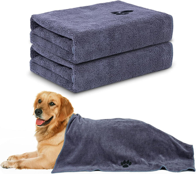 WOUSEDO 40'' x 23.6'' Microfiber Dog Towels 2-Pack Grey