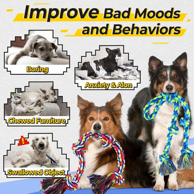 tough dog rope toys for aggressive chewers, durable tug of war dog toys, 5 pack including ropes and supplies