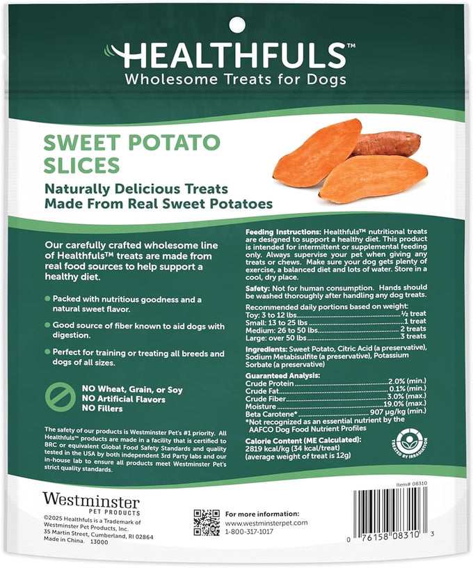 Healthfuls grain-free sweet potato dog treats, 16 oz, limited ingredient, real dried sweet potatoes