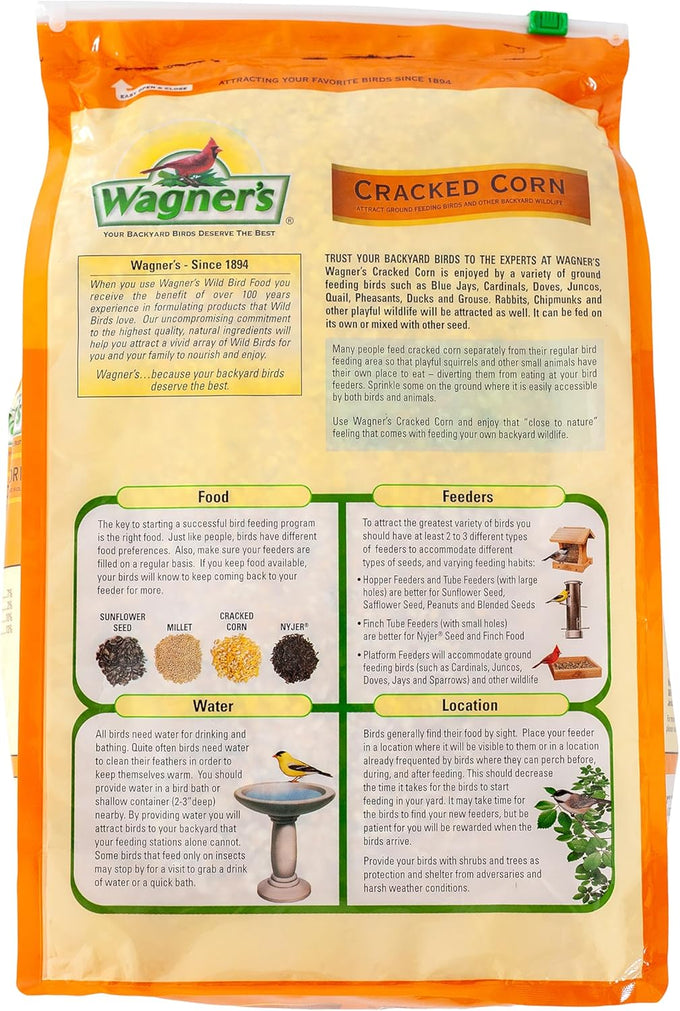 Wagner's 18542 cracked corn bird food, 10-pound bag for ground feeding birds and backyard wildlife
