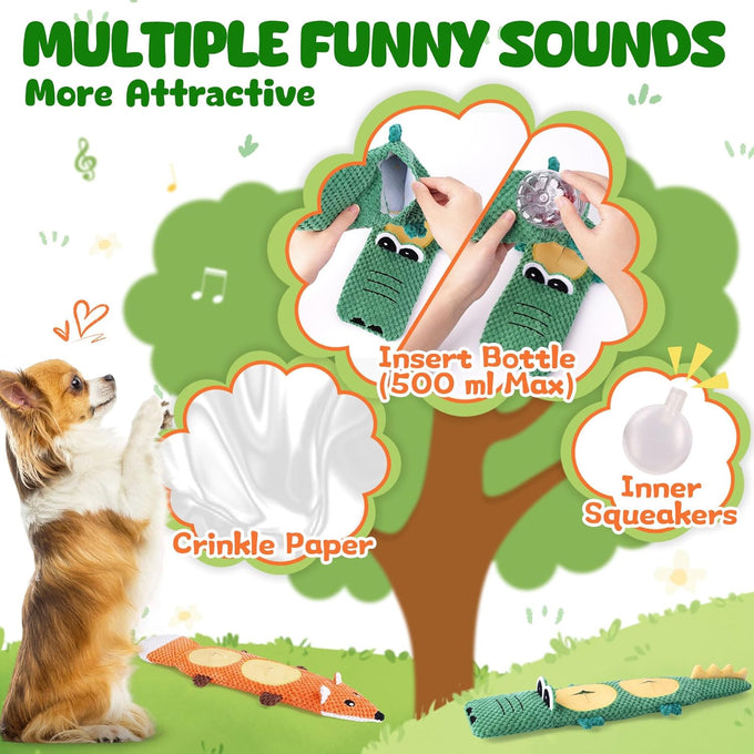 xiugoal 2-pack dog toys for aggressive chewers, small to medium breed, no stuffing, squeaky chew toy