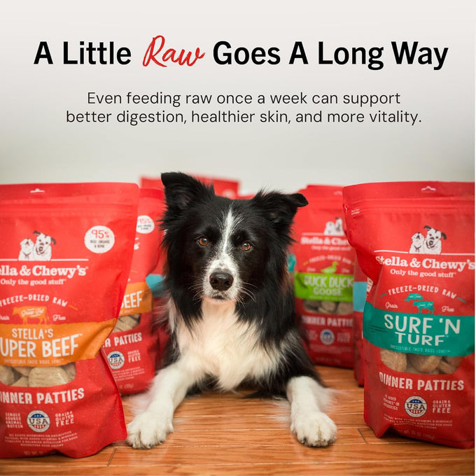 Stella & Chewy's freeze-dried raw rabbit dinner patties high protein grain-free puppy dog food for picky eaters 5.5 oz