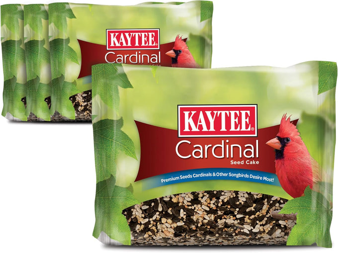 kaytee cardinal seed cake, wild bird food, 1.85 pounds, 4 count, black oil sunflower and safflower seeds