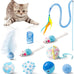 mallmall6 10pcs cat toy set interactive cat toys pack feather teaser wand cat springs mice crinkle balls pink