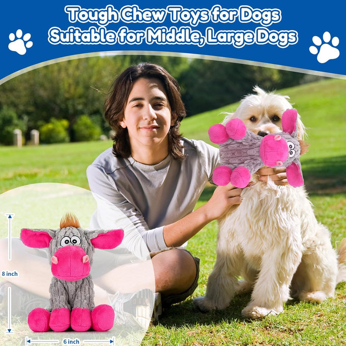 loncoldy plush chew toys for large dogs, crinkle stuffed animal squeaky interactive toys for small medium large dogs