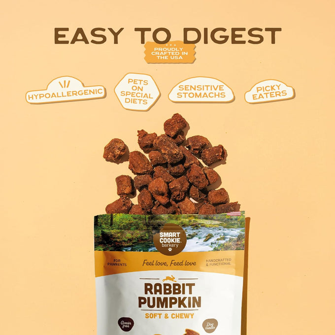 Smart Cookie All Natural Dog Treats - Rabbit & Pumpkin - Training Treats for Dogs & Puppies with Allergies