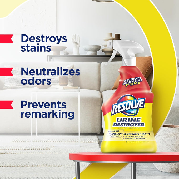 Resolve Urine Destroyer Spray, 32fl oz, Pet Stain and Odor Remover for Cat and Dog Urine
