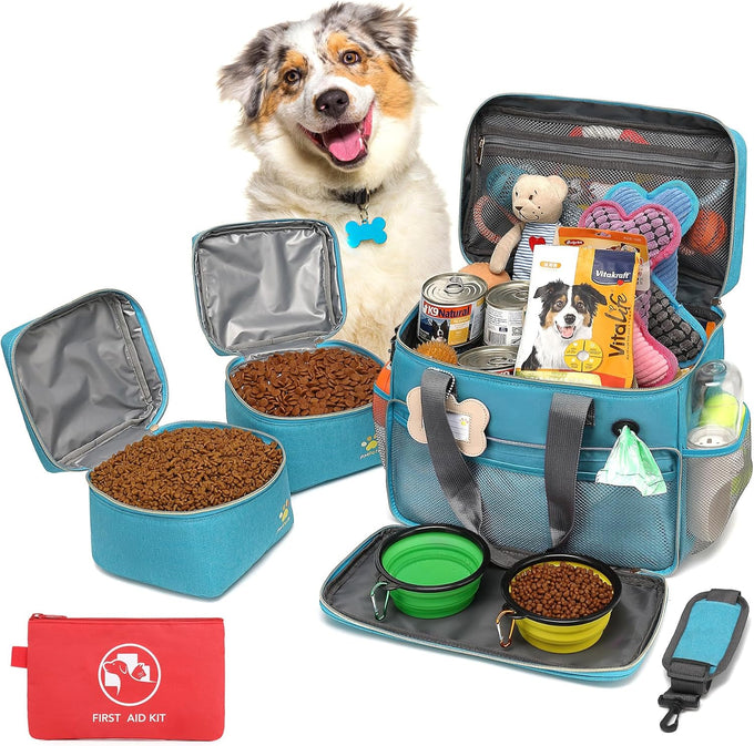 grey dog travel bag for dogs and cats with multi-function pockets and airline compliant design