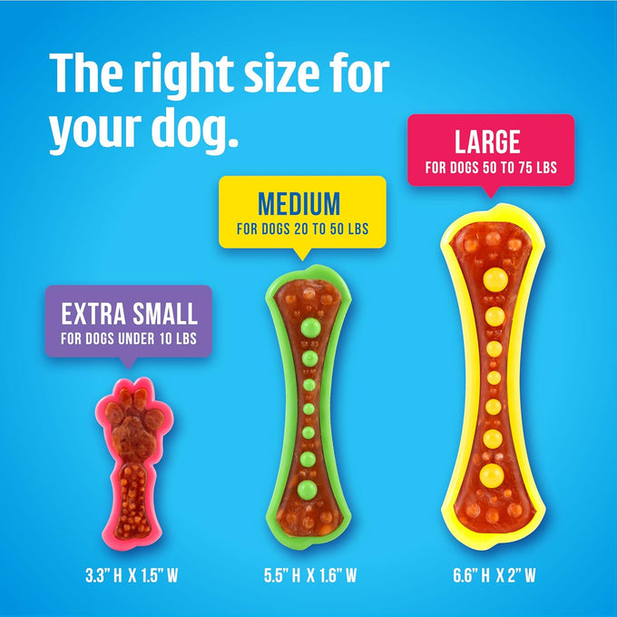 Hartz Chew n Clean Dental Duo Dog Treat Toy, Medium, 3 Pack, Color Varies, 3 Piece