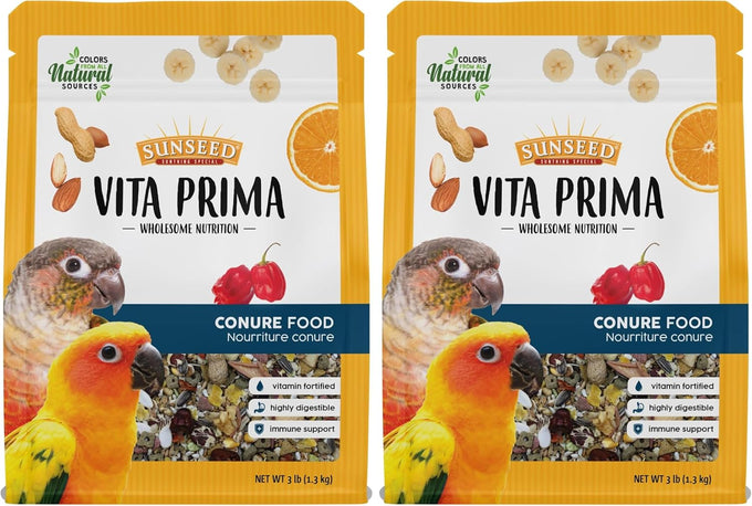 Sunseed Vita Prima conure food - 3 lb bag - nutrient-rich blend with fruits, seeds, and vegetables for healthy feathers and energy