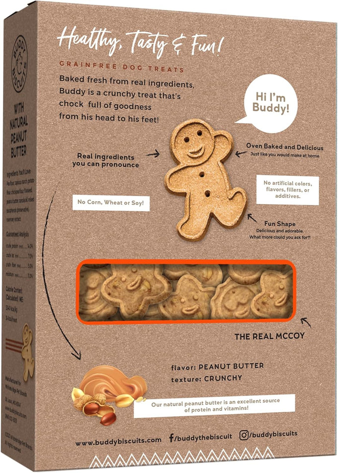 buddy biscuits grain free crunchy treats with peanut butter 14 oz adult dog