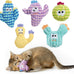 Pawsible 5-Pack Organic Catnip-Filled Cactus Cat Toys for Indoor Cats, Anxiety Relief, Teething & Chew Toys