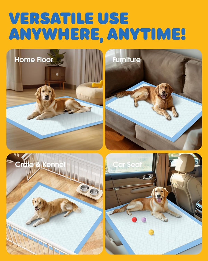 Powools 50-Pack Extra Large Puppy Pads for Dogs with 6-Layer Leakproof Protection and High Absorbency
