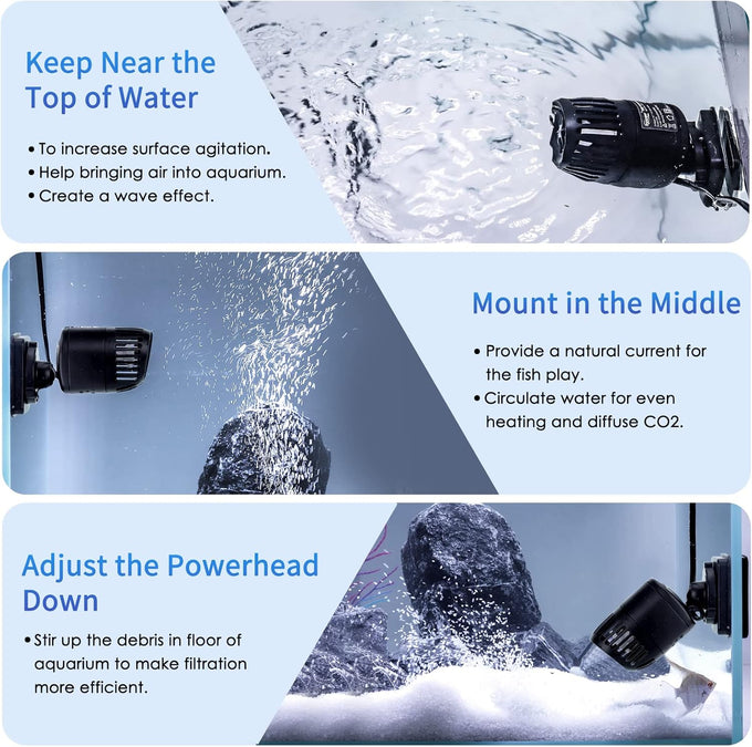 hygger mini wave maker for 15-40 gallon aquarium with magnetic mount 530 gph