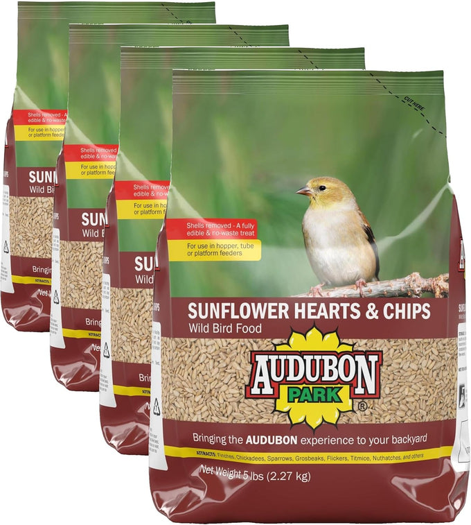 Audubon Park 5-Pound Bag Sunflower Hearts & Chips Wild Bird Food Attracts Finches and More No Mess Sunflower Seeds for Birds