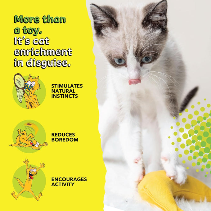 Handmade 100% Organic Yellow Yeowww! Catnip Banana Toy