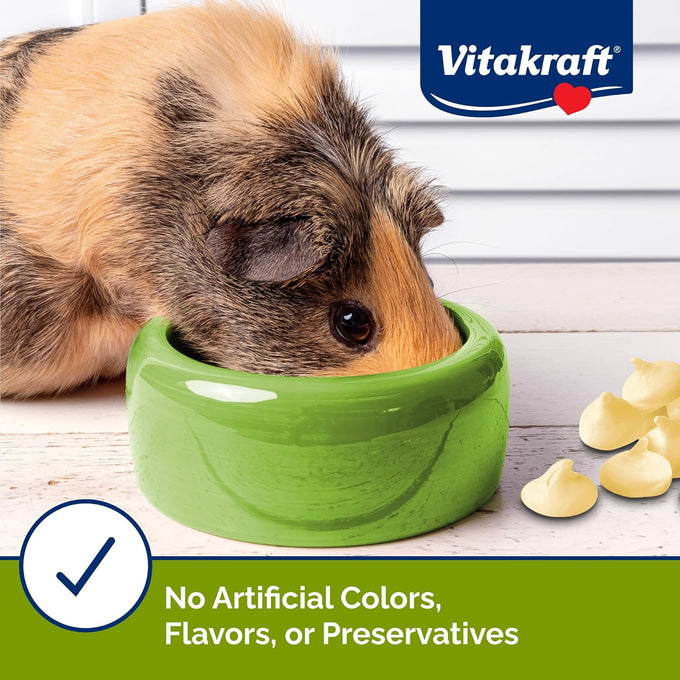 Vitakraft vanilla yogurt drops for rabbits guinea pigs and hamsters, real yogurt whey protein, no artificial colors flavors or preservatives