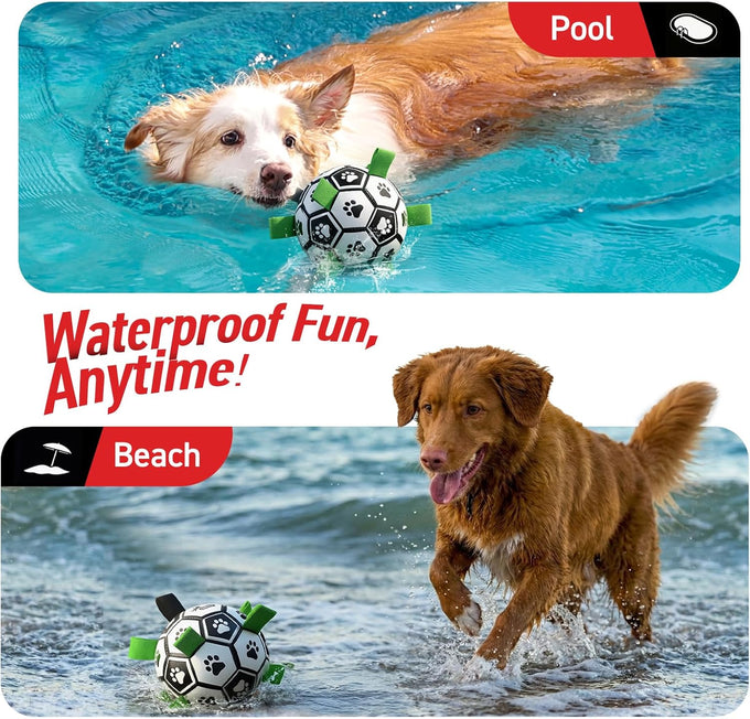 QDAN 6 Inch Dog Soccer Ball with Straps, Durable Balls for Small to Medium Pet, Puppy Outdoor Toy
