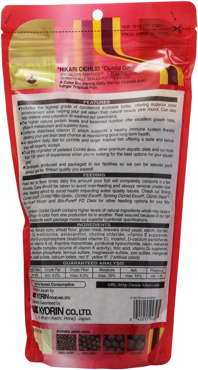 Hikari Cichlid Gold Medium Floating Pellets, 8.8-Ounce, 3-Pack for Healthy Aquarium Pets